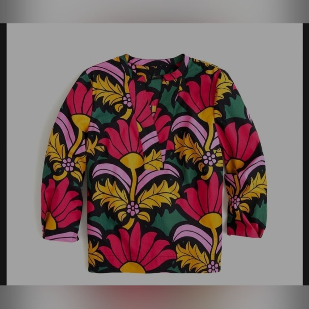J. Crew - Open V-neck cotton poplin top in Ratti® grandi fiori Size S
